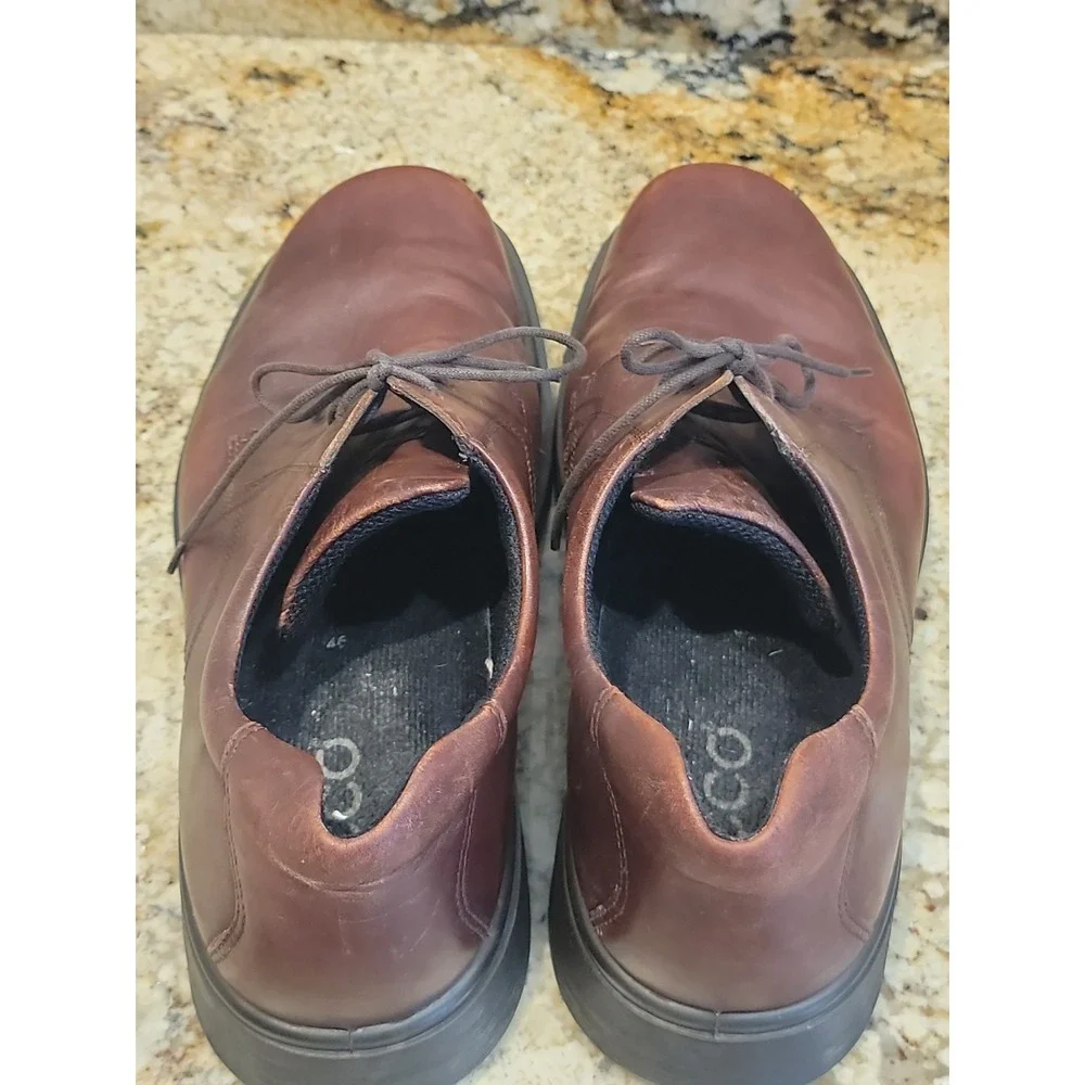 MEN'S ECCO BERLIN PLAIN TOE LACE BROWN LEATHER Oxfords 46.  US 12-12.5